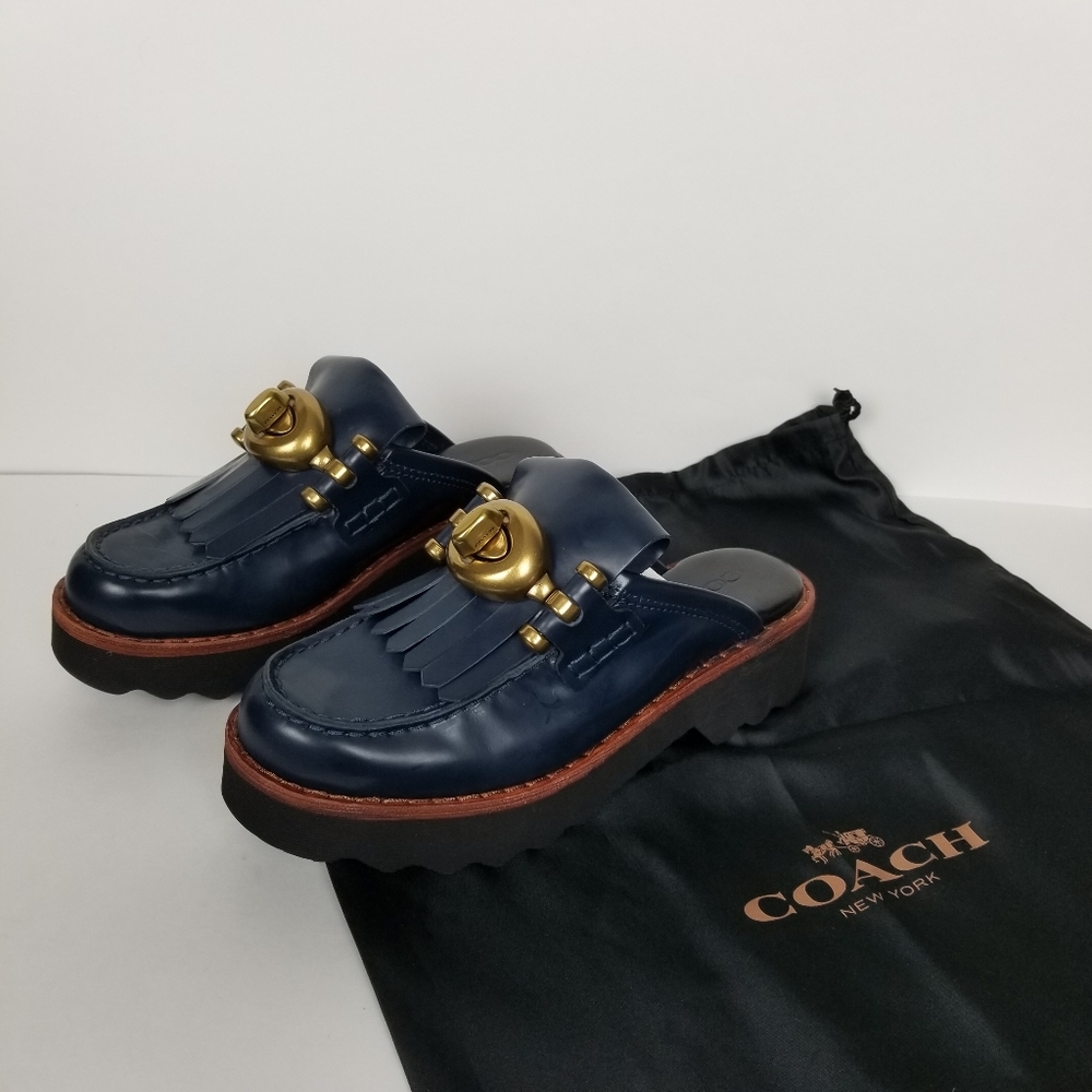 Coach blue turnlock slide mules with fringe - Picture 8 of 9